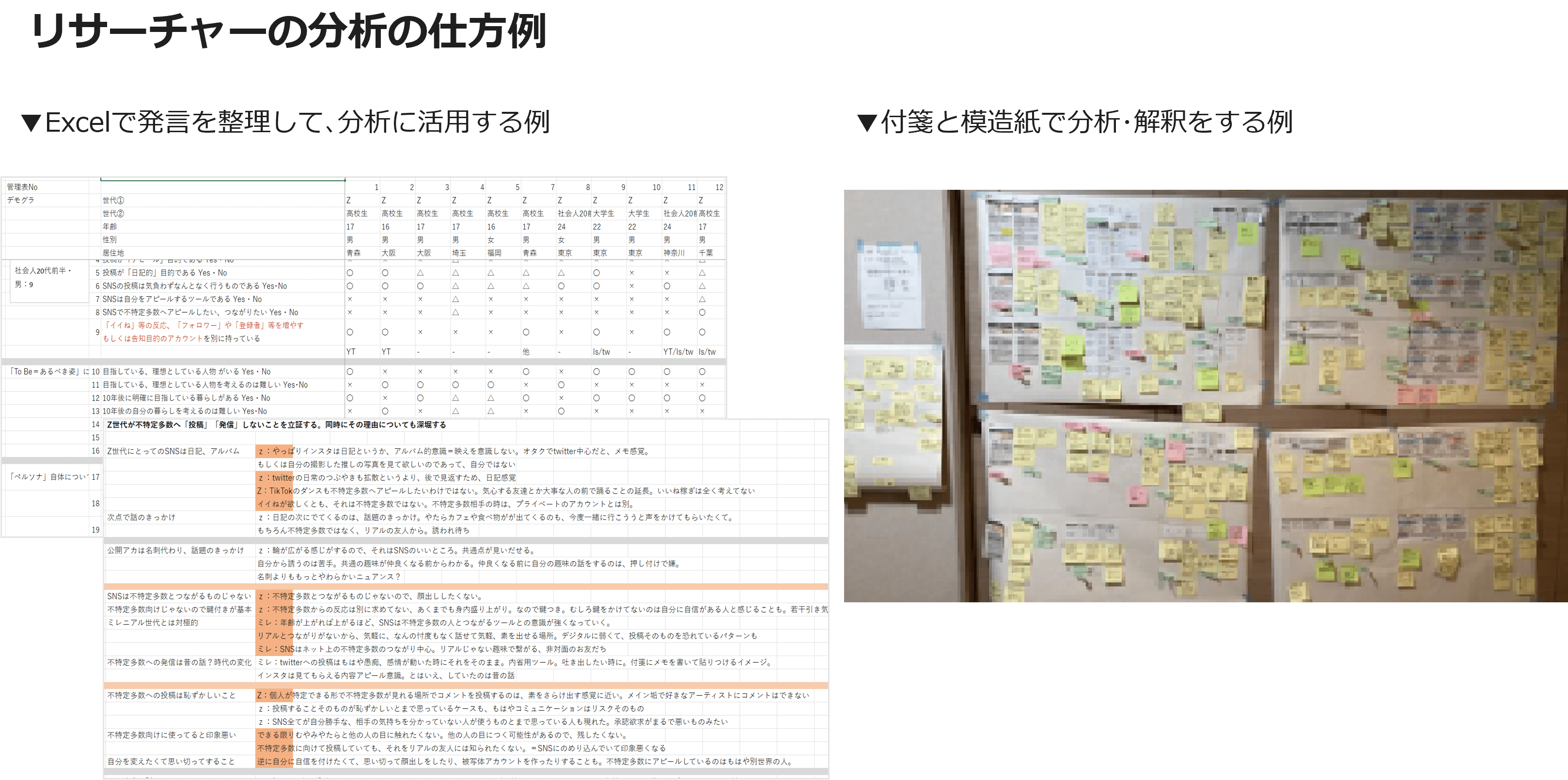 リサーチャーの分析の仕方例